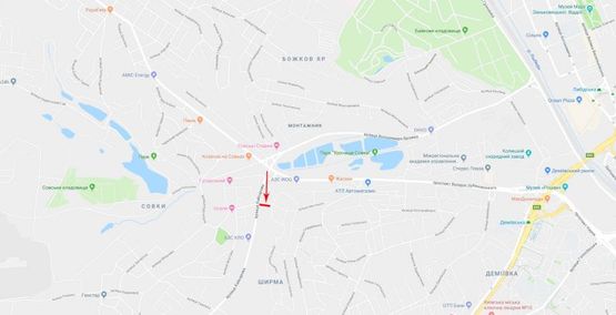 Схема рекламной плоскости по адресу Кайсарова ул. / Каменщиков ул. с центра