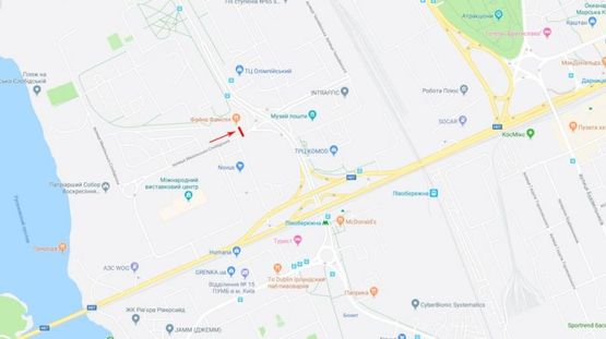 Схема рекламної площини за адресою Никольско-Слободская ул. 1А