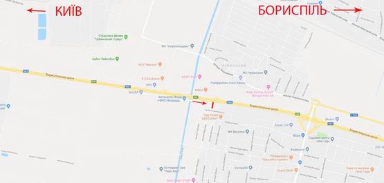 Схема рекламної площини за адресою Бориспольская трасса км 29+550 из Киева
