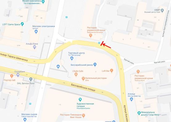 Схема рекламної площини за адресою Бессарабская площадь, 1