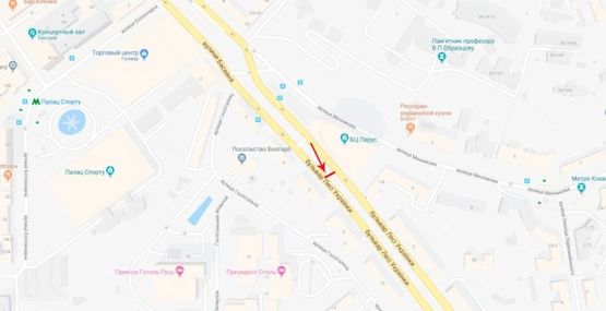 Схема рекламной плоскости по адресу Леси Украинки бул. 6, бульварная часть