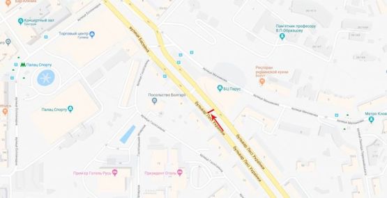 Схема рекламной плоскости по адресу Леси Украинки бул. 6, бульварная часть