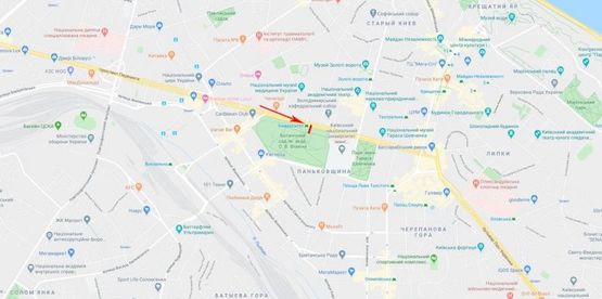 Схема рекламной плоскости по адресу Шевченка Тараса бульв. ст.метро "Університет"