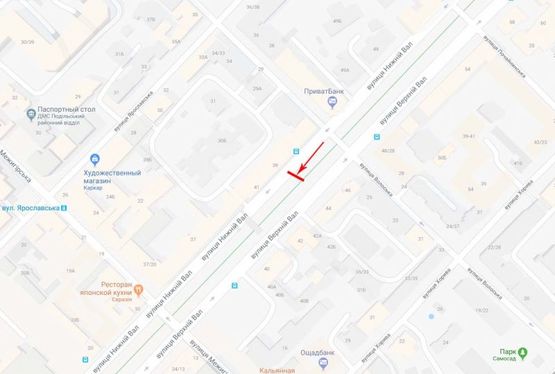 Схема рекламної площини за адресою Нижний Вал, 39