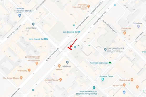 Схема рекламной плоскости по адресу Верхний Вал. 12/28