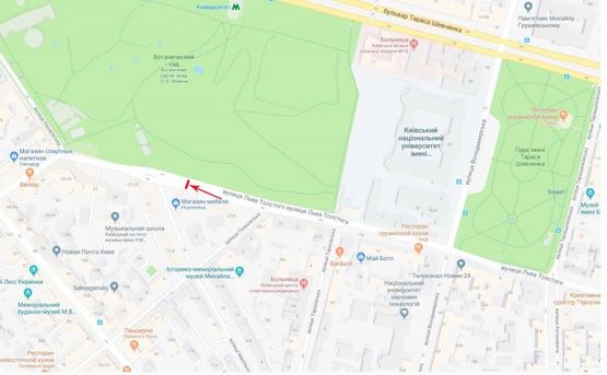 Схема рекламной плоскости по адресу Толстого Льва ул. 25 на распределительной полосе