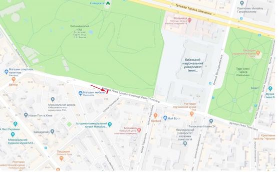 Схема рекламной плоскости по адресу Толстого Льва ул. 25 на распределительной полосе