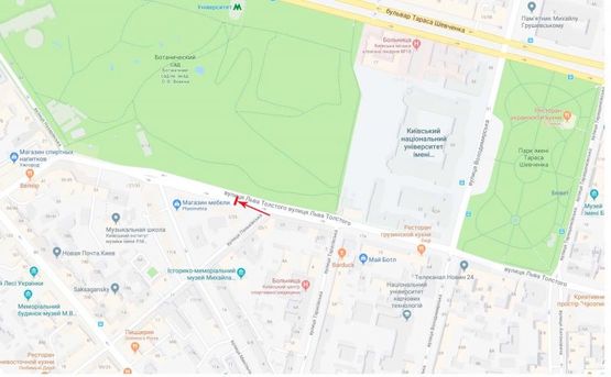 Схема рекламної площини за адресою Толстого Льва ул. 25 на распределительной полосе