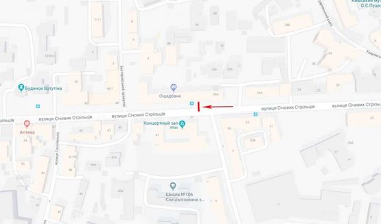 Схема рекламной плоскости по адресу Сечевых Стрельцов (Артема) ул. 32-38