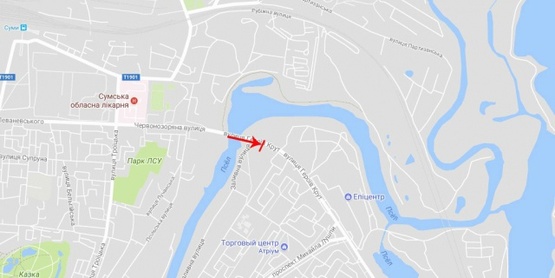 Схема рекламной плоскости по адресу Героев Крут ул., съезд с моста