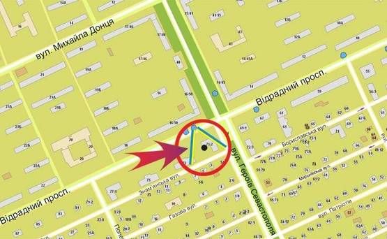 Схема рекламної площини за адресою Героев Севастополя/Отрадный (А)