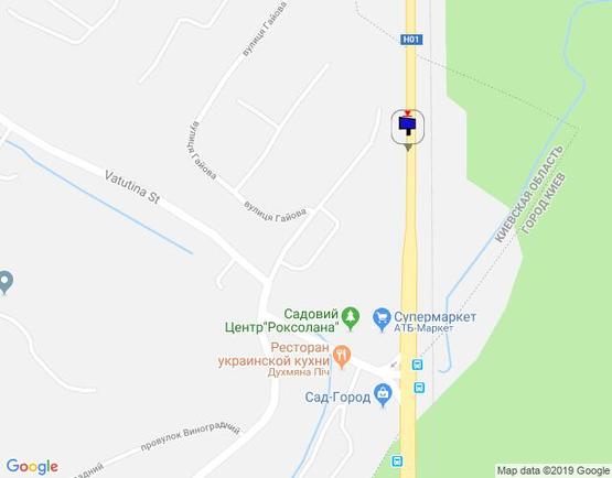 Схема рекламной плоскости по адресу Дніпровське шосе, траса Н-01 "Київ-Знам'янка", км 20+450 право