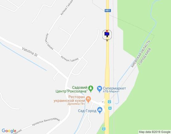 Схема рекламной плоскости по адресу Дніпровське шосе, траса Н-01 "Київ-Знам'янка", км 20+450 право