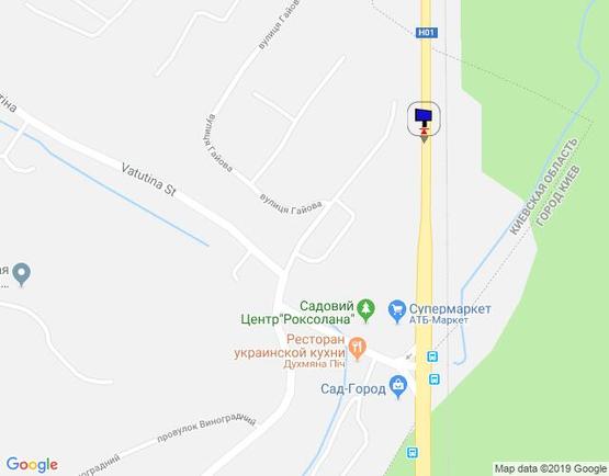 Схема рекламной плоскости по адресу Дніпровське шосе, траса Н-01 "Київ-Знам'янка", км 20+450 право