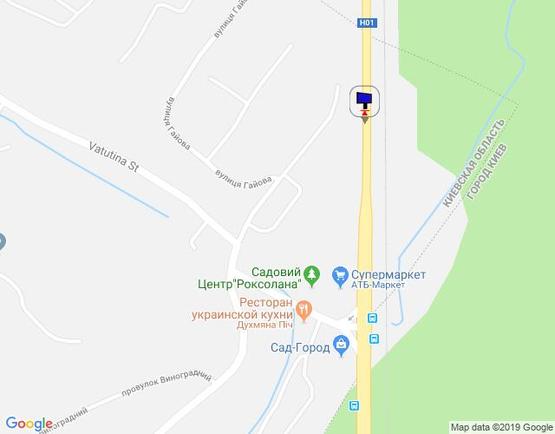 Схема рекламной плоскости по адресу Дніпровське шосе, траса Н-01 "Київ-Знам'янка", км 20+450 право