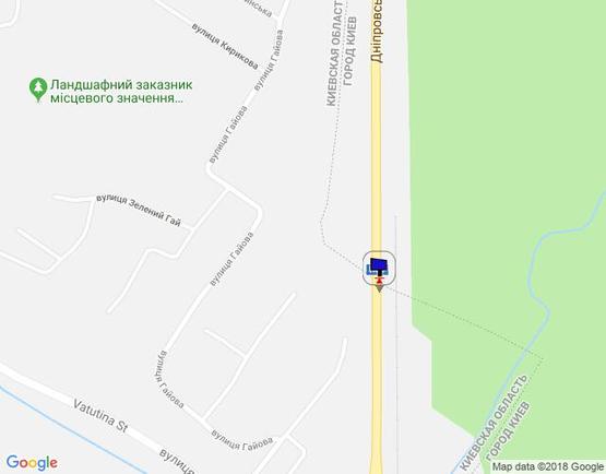 Схема рекламной плоскости по адресу Дніпровське шосе, траса Н-01 "Київ-Знам'янка", км 20+370 ліво, в'їзд в Київ