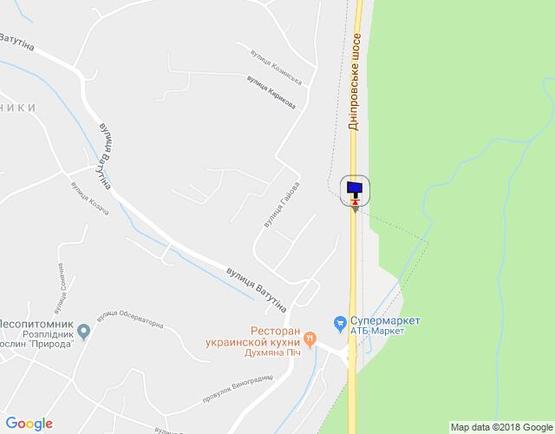 Схема рекламной плоскости по адресу Дніпровське шосе, траса Н-01 "Київ-Знам'янка", км 20+370 ліво, в'їзд в Київ