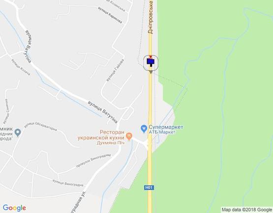 Схема рекламной плоскости по адресу Дніпровське шосе, траса Н-01 "Київ-Знам'янка", км 20+370 ліво