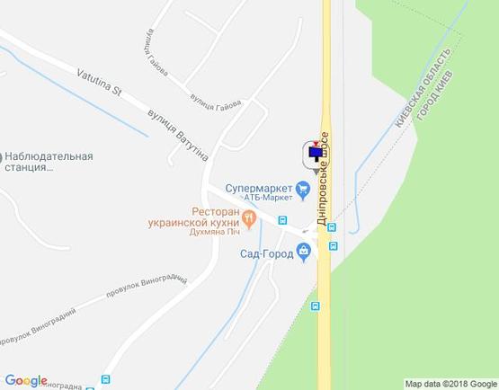 Схема рекламной плоскости по адресу Дніпровське шосе, 250 м після поворота на с. Лісники, траса Н-01 "Київ-Знам'янка", км 20+900 право, перед поворотом Лісники, перед АТБ, ринок