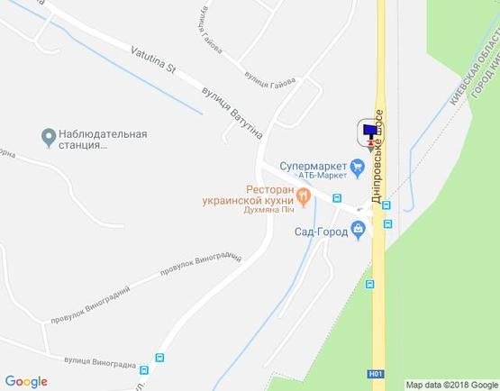 Схема рекламной плоскости по адресу Дніпровське шосе, 250 м після поворота на с. Лісники, траса Н-01 "Київ-Знам'янка", км 20+900 право, АТБ, ринок