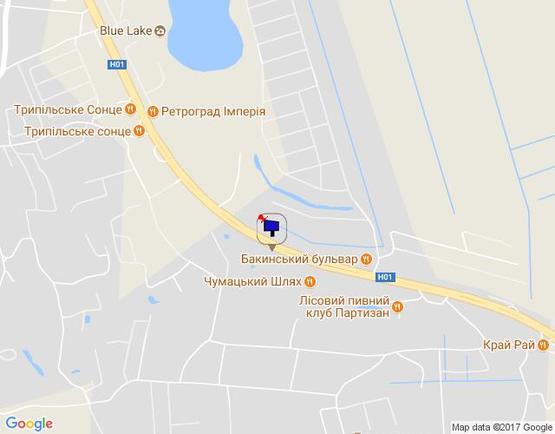 Схема рекламной плоскости по адресу Новообухівська траса, возле ресторана "Чумацький шлях", км 27+850 право