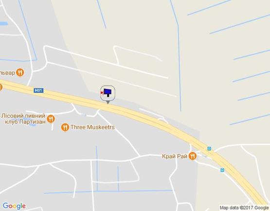 Схема рекламной плоскости по адресу Новообухівська траса, возле ресторана "Тафаддаль", км 28+450 лево