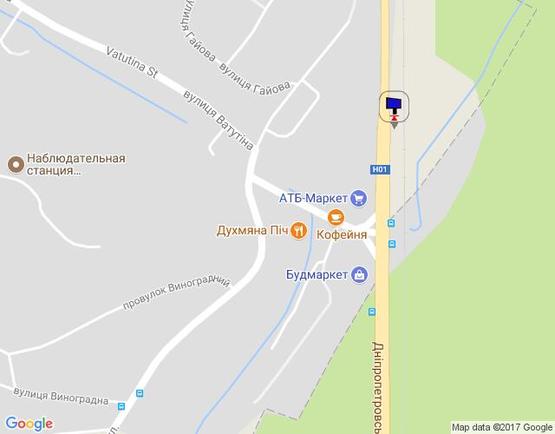 Схема рекламної площини за адресою Дніпровське шосе, поворот на с. Лісники, траса Н-01 "Київ-Знам'янка", км 20+650 ліво