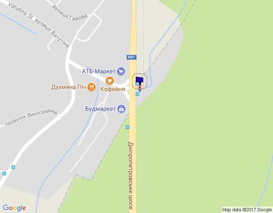 Схема рекламної площини за адресою Дніпровське шосе, поворот на с. Лісники, траса Н-01 "Київ-Знам'янка", км 20+680 ліво