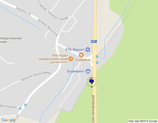 Схема рекламной плоскости по адресу Дніпровське шосе, за поворотом на  с.Лісники,  траса Н-01 "Київ-Знам'янка", км 21+080 право