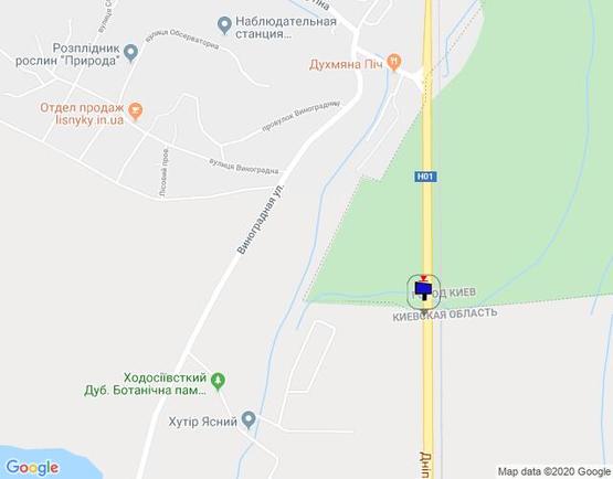 Схема рекламной плоскости по адресу Дніпровське шосе,  траса Н-01 "Київ-Знам'янка", км 21+590 право