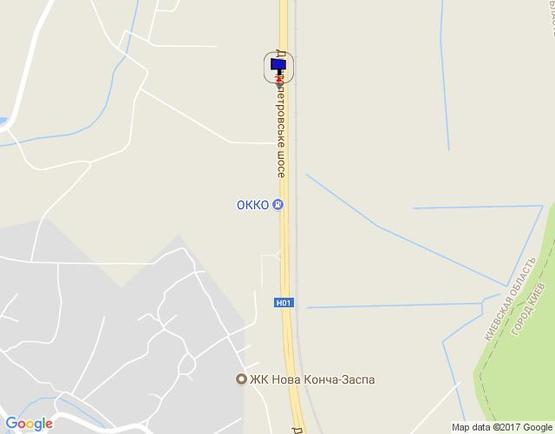 Схема рекламной плоскости по адресу Дніпровське шосе,траса Н-01 "Київ-Знам'янка" , км 22+050 право