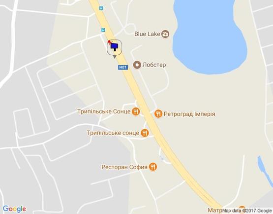 Схема рекламной плоскости по адресу Новообухівська траса, біля ресторану "Трипілля", км 26+900 право