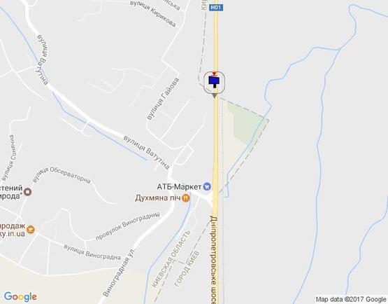 Схема рекламной плоскости по адресу Дніпровське шосе, 200 м перед поворотом на с.Лісники, траса Н-01 "Київ-Знам'янка", км 20+350 право