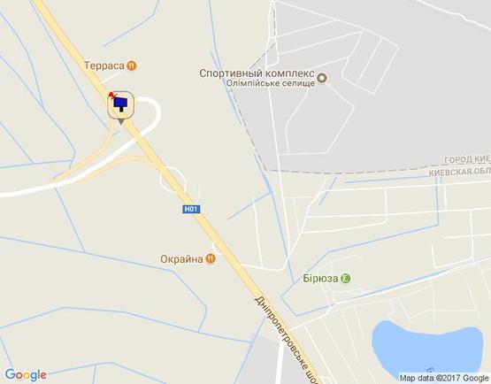 Схема рекламной плоскости по адресу Новообухівська траса, перед поворотом на c. Креничі, Ходосіївку, км 25+100 право