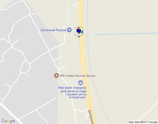 Схема рекламної площини за адресою Дніпровське шосе, Сад. Центр "Интерфлора", "Киев-Обухов", км 23+000 право