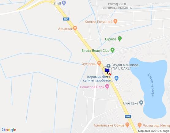 Схема рекламной плоскости по адресу Новообухівська траса, біля садового центру Ева, перед рестораном "Ранчо", км 26+400 право