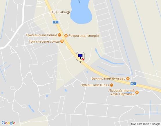 Схема рекламної площини за адресою Новообухівська траса, перед рестораном "Чумацький шлях", км 27+450 право