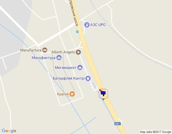 Схема рекламної площини за адресою Дніпровське шосе, разворот на Киев возле ТРЦ "Мегамаркет в Ходосіївці", "Киев-Обухов", км 23+950 право