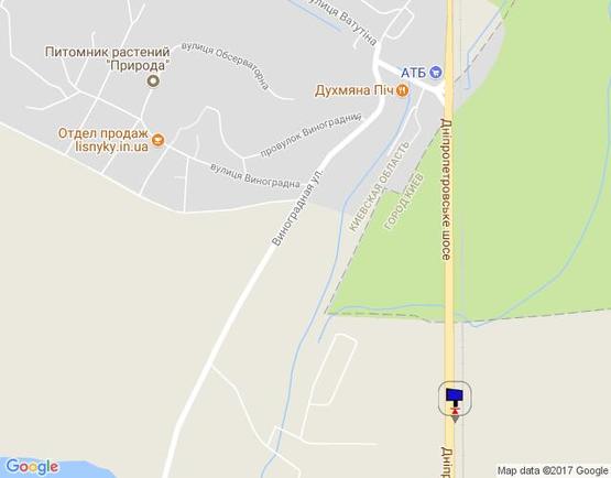 Схема рекламної площини за адресою Дніпровське шосе, 1 км до поворота на с.Лісники,  траса Н-01 "Київ-Знам'янка", км 21+850 ліво