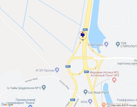 Схема рекламной плоскости по адресу км 43+600 праворуч (Н-01 Київ-Знам'янка), в'їзд в м.Обухів із Києва