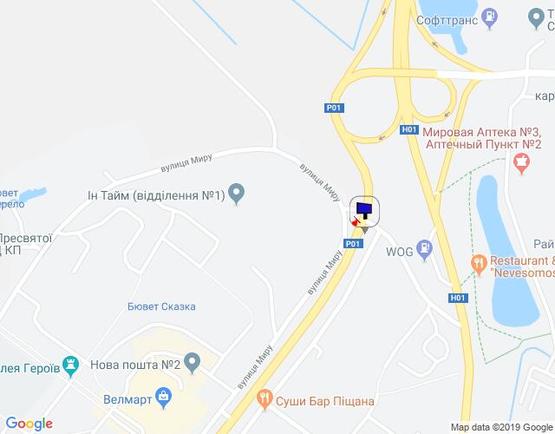 Схема рекламной плоскости по адресу м. Обухів, вул. Київська,  (ви'їзд з Обухова в Київа, Українку)