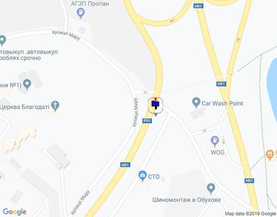 Схема рекламной плоскости по адресу м. Обухів», вул. Київська,  (в''їзд в Обухів з Києва, Українки)