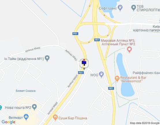 Схема рекламной плоскости по адресу м. Обухів», вул. Київська,  (в''їзд в Обухів з Києва, Українки)