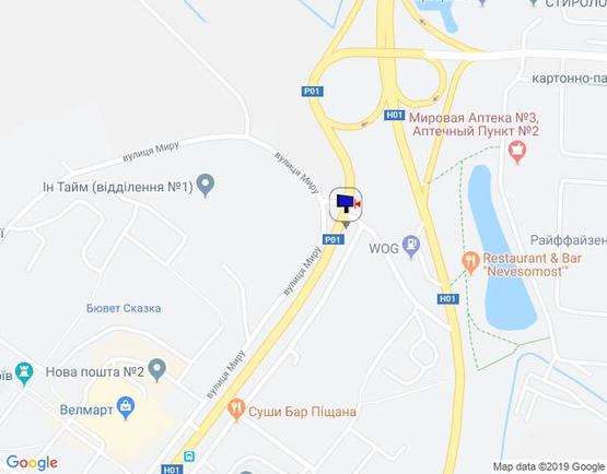 Схема рекламної площини за адресою м. Обухів», вул. Київська,  (в''їзд в Обухів з Києва, Українки)