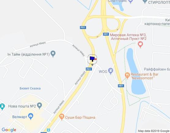 Схема рекламной плоскости по адресу м. Обухів», вул. Київська,  (в''їзд в Обухів з Києва, Українки)