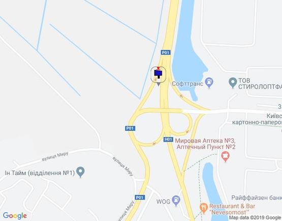 Схема рекламной плоскости по адресу км. 43+400 праворуч(Н-01 Київ-Знамянка), на розвязці, в'їзд в м.Обухів із Києва