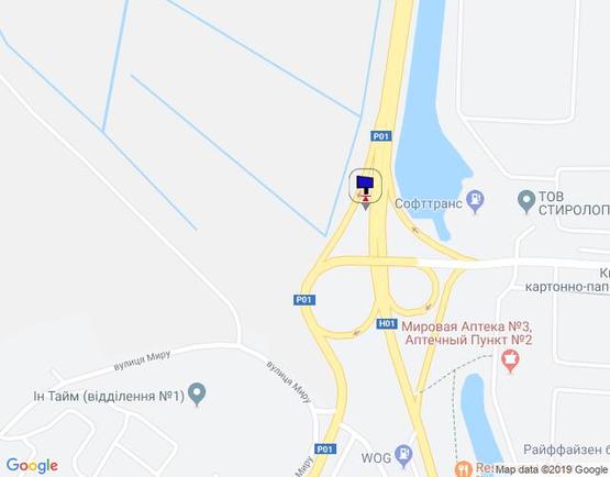 Схема рекламной плоскости по адресу км. 43+400 праворуч(Н-01 Київ-Знамянка), на розвязці, в'їзд в м.Обухів