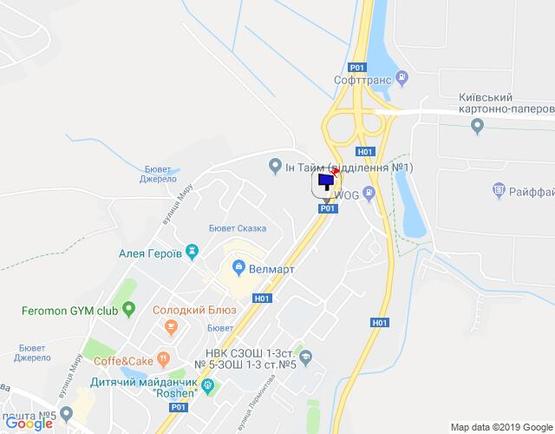 Схема рекламной плоскости по адресу м. Обухів, вул. Київська, 123 (в''їзд в Обухів з Києва, Українки), право