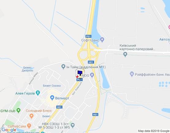 Схема рекламной плоскости по адресу м. Обухів, вул.Київська, 123