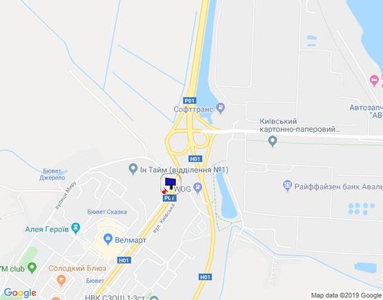 Схема рекламной плоскости по адресу м. Обухів, вул.Київська, 123